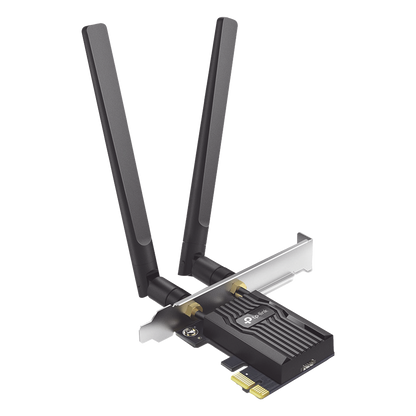 Adaptador PCIe inalámbrico doble banda AX3000 Mbps / Seguridad Inalámbrica WPA3 /Antena de alta ganancia / Tecnología MU-MUMO 2X2 / Soporte de perfil