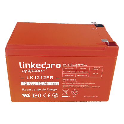 Batería de respaldo 12 V | 12 Ah | AGM | Certificada UL94-V0 Retardante a la Flama | Especial para Seguridad Electrónica | UPS | Sistemas de