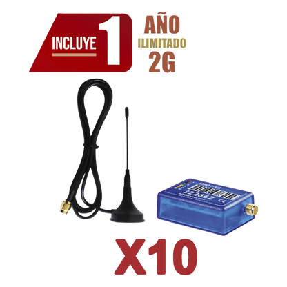 KIt de 10 Comunicadores de Alarma MINI012G con Antena 2G / Incluyen 1 Año de Cobertura / Aplicación Gratuita / Cero Configuración / Compatible