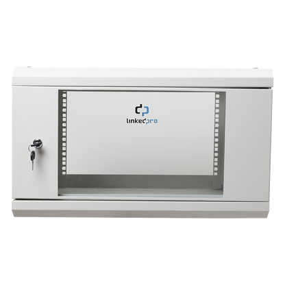 Gabinete de Pared de 6U con Puerta de Cristal Templado, 455 mm de Profundidad Total, Rack de 19'', Acero Reforzado Color Blanco