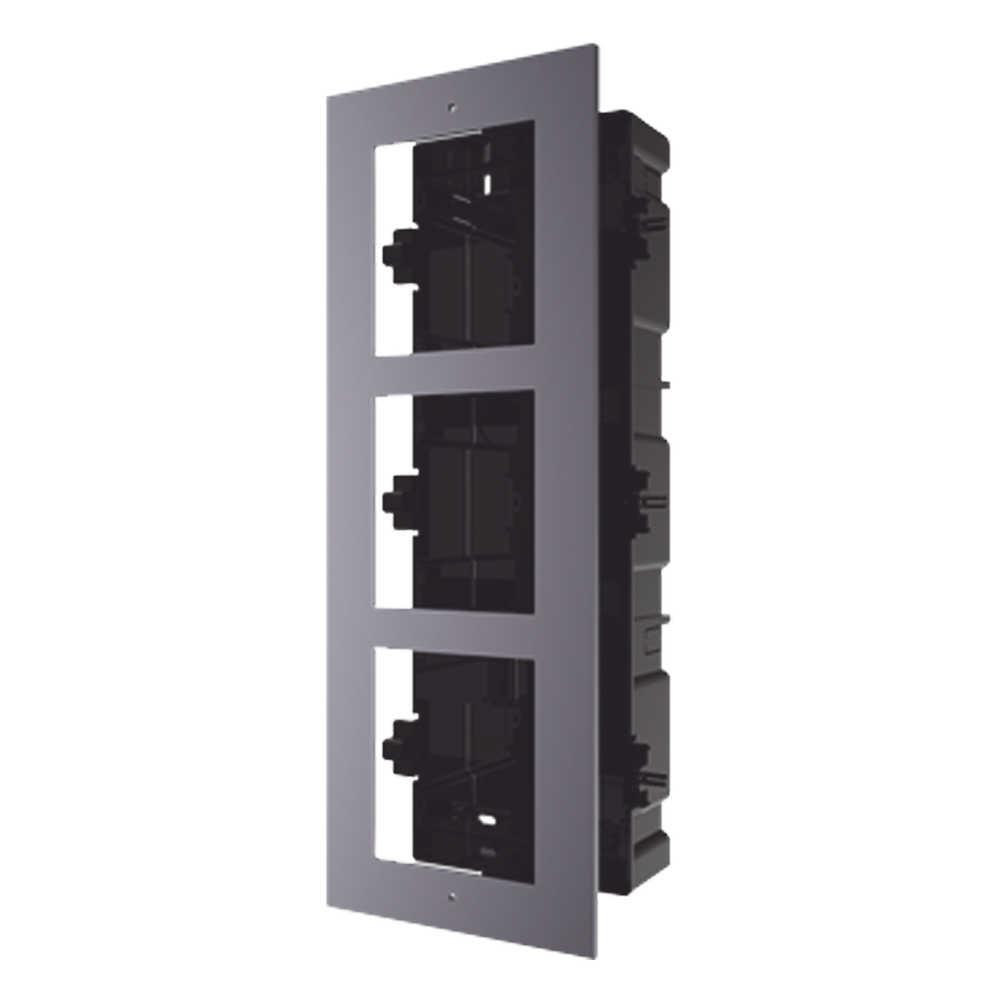 Base de 3 Espacios para EMPOTRAR Módulos de Videoporteros Hikvision