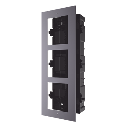Base de 3 Espacios para EMPOTRAR Módulos de Videoporteros Hikvision
