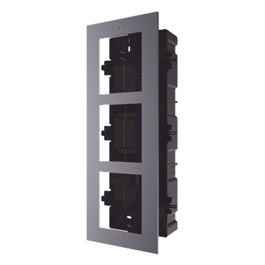 Base de 3 Espacios para EMPOTRAR Módulos de Videoporteros Hikvision