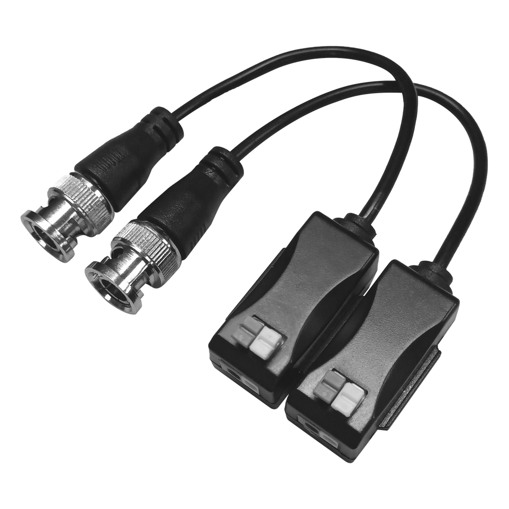 Kit de Transceptores (Baluns) con Terminal PUSH SUPERIOR PIG TAIL en ambos conectores, Resolución 4K , Cable flexible COAXIAL Blindado / COAXITRON