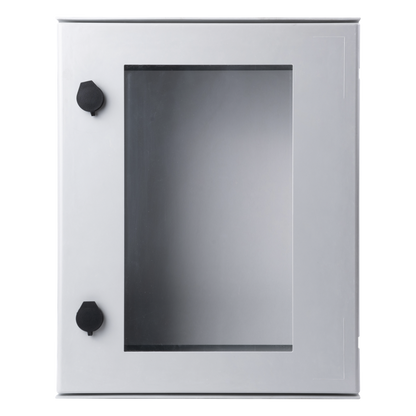 Gabinete de Poliéster IP65 Puerta Transparente, Uso en Intemperie (400 x 500 x 200 mm) con Placa Trasera Interior de Plástico (Incluye Chapa y Llave).