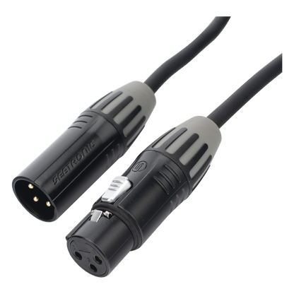 Cable XLR | 3 polos | Conector Hembra-Macho | Serie M | Carcasa Negra | Contactos Dorados | Ideal para Microfonía | Longitud 3m