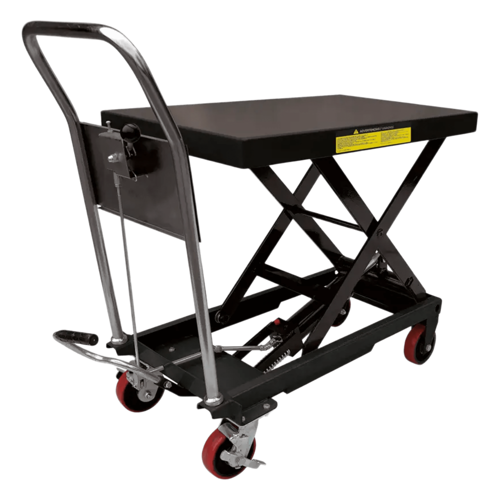 Mesa Elevadora Hidráulica / Capacidad 300 kg a 1 t / Ruedas de Poliuretano / Sistema Hidráulico con Freno / Soporte de Tijera / Ideal para Cargas