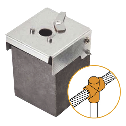Molde de Grafito Vertical Unión en T / Cable 2/0 AWG a Pica 5/8 in / 70 Soldaduras / Acero Electrogalvanizado / Normativa IEC 62305