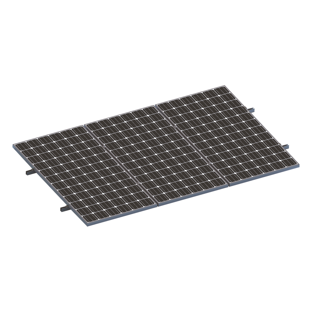 Kit De Minirieles Para Panel Solar Arreglo 1X3 Para Instalación Plano En Lámina