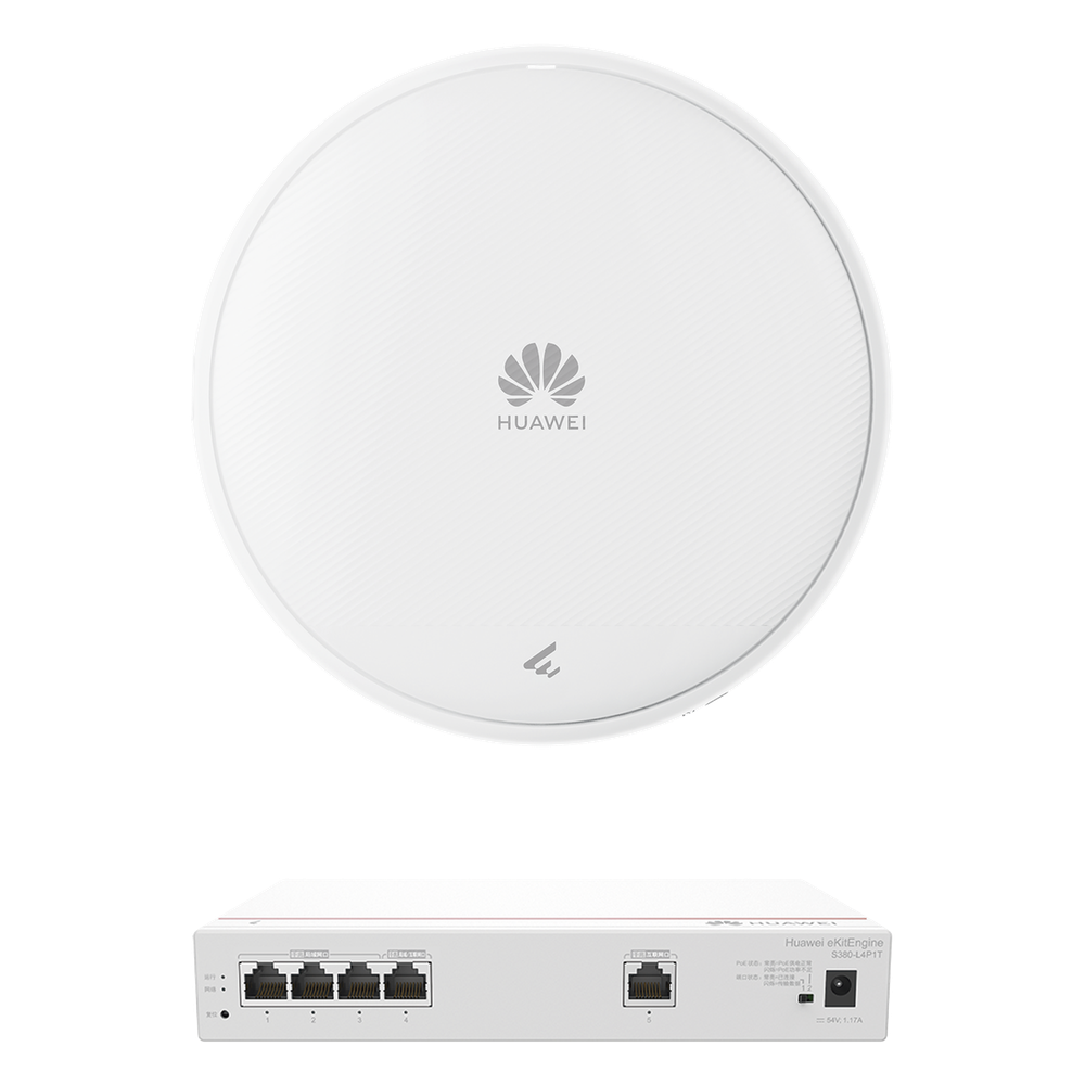 Kit de Router Multi-Servicio / 1 puerto 10/100/1000 Mbps(WAN) / 4 puertos 10/100/1000 Mbps(LAN) PoE / 50W + Punto de Acceso Wi-Fi 7 / 3.57 Gbps