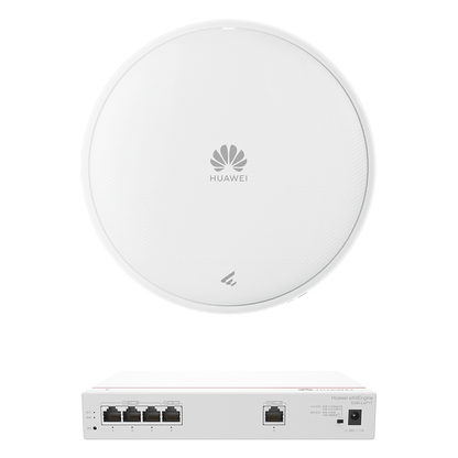 Kit de Router Multi-Servicio / 1 puerto 10/100/1000 Mbps(WAN) / 4 puertos 10/100/1000 Mbps(LAN) PoE / 50W + Punto de Acceso Wi-Fi 7 / 3.57 Gbps