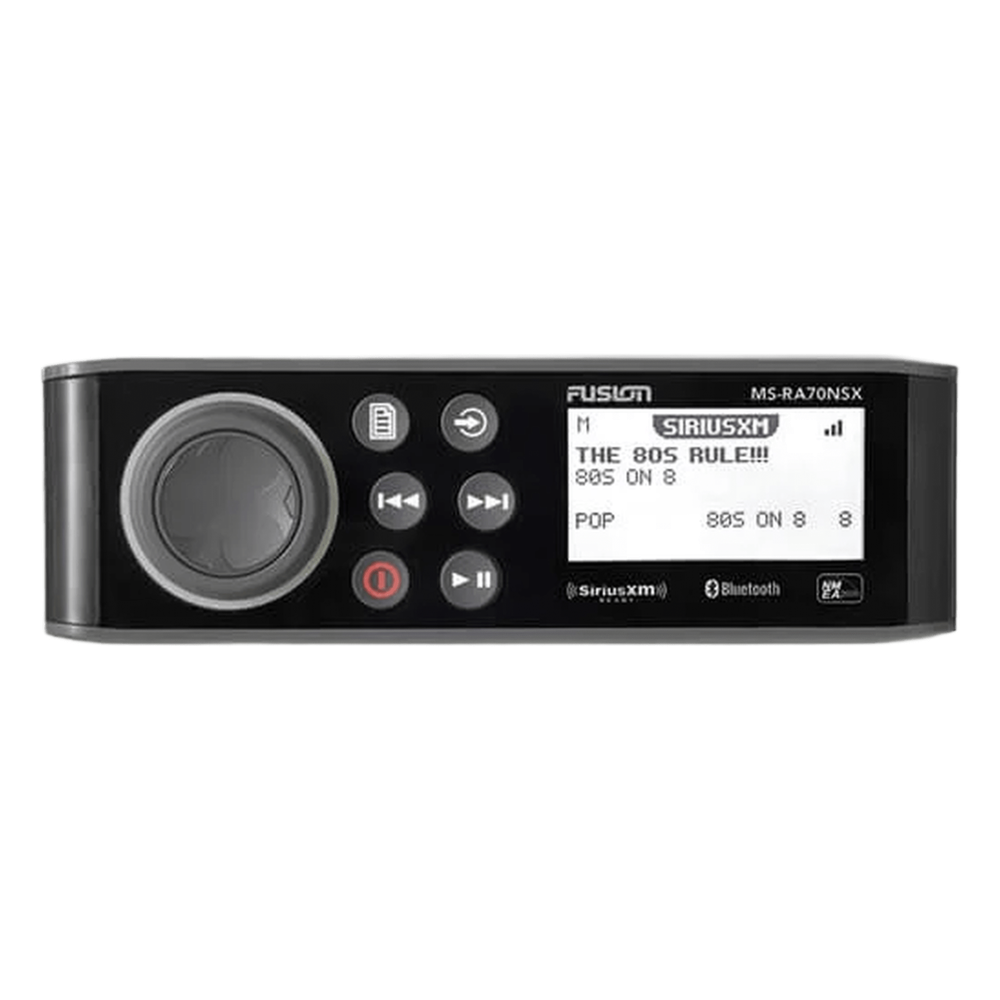 Sistema de Audio Marino MS-RA70 / Pantalla LCD Monocroma 2.6" / Tecnología Multi-Zone™️ 2 Zonas / Potencia Pico 200 W / Bluetooth® y ANT®