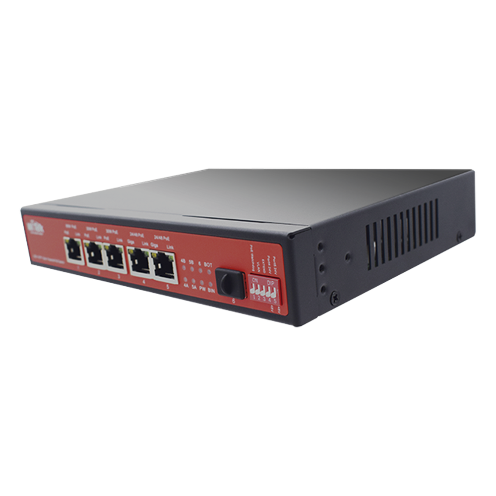 Controlador Solar de 15A con Switch PoE / 1 Puerto Gigabit PoE 802.3 bt / 2 Puertos PoE 802.3 af/at / 2 Puertos PoE Pasivo 24/48 Vcc / 1 Puerto SFP