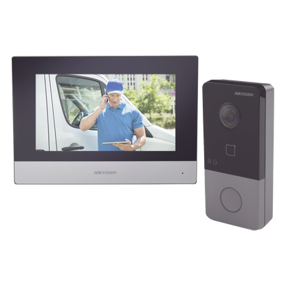 Kit de Videoportero IP Poe Estandar con llamada a App de Smartphone (HikConnect) / Apertura con tarjeta MIFARE / Frente de calle IP65 / Soporta 1