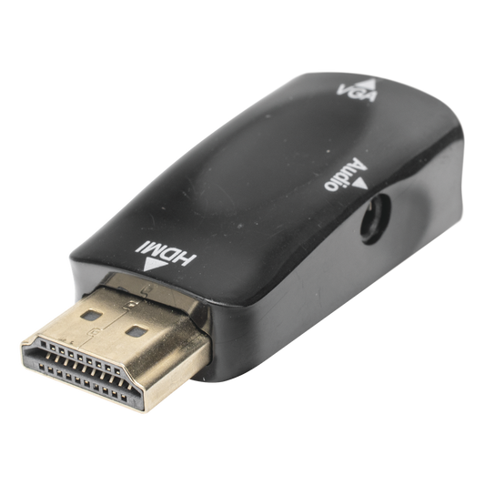 Adaptador (Convertidor) HDMI a VGA / HDMI Macho a VGA Hembra / Resolución 1920x1080 @ 60Hz / Adaptador de Audio de 3.5 mm / Chapado en Níquel