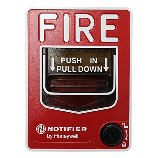 Estación manual de alarma contra incendio de doble acción, con cerradura y llave, para exterior, con caja SB-I/O incluida