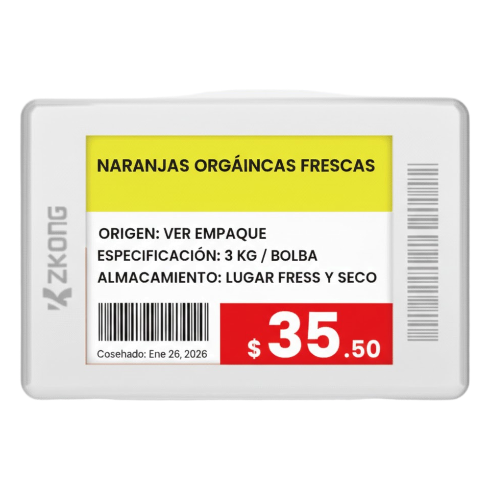 Etiqueta Electrónica de Estantería ESL 1.8 Pulgadas / Pantalla EPD a Color 224x168 píxeles / 4 Colores (Negro, Blanco, Rojo, Amarillo) / Batería 5