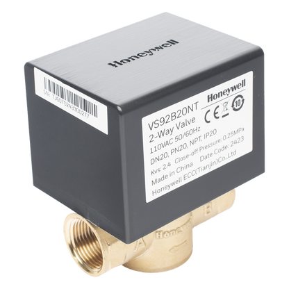Válvula de control eléctrica de 2 vías para fancoil, retorno por resorte, normalmente cerrada, 110 V CA, DN20 (3/4"), conexión NPT