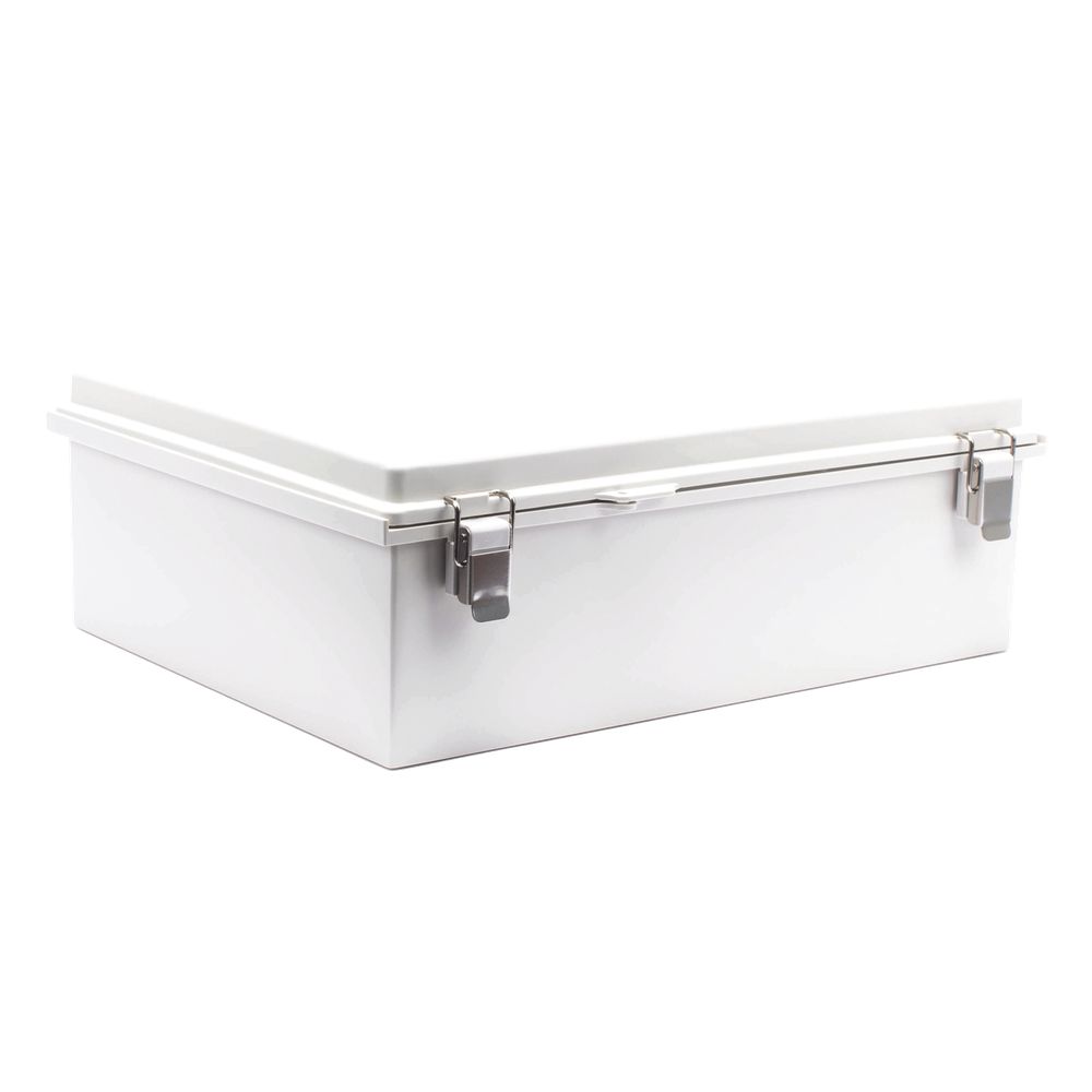 Gabinete de Plástico ABS, Uso en Intemperie IP66 (350 x 460 x 160 mm) Cierre por Broche Inoxidable y Permite Cerrado con Candado y Llave (Perno 5mm)
