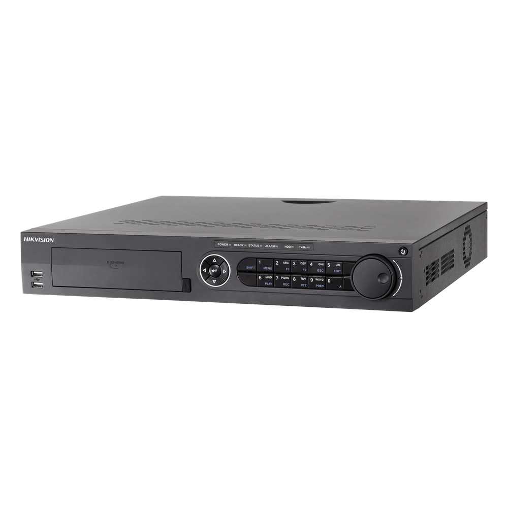 DVR 32 Canales TurboHD + 32 Canales IP / 8 Megapixel (4K) / 4 Bahías de Disco Duro / RAID 0,1,5,6,10 / POS / Acusense / 16 Entradas de Alarma