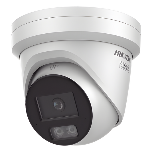 [Dual Light + ColorVu 3.0 + HikAI] Turret IP 6 Megapixel / Lente 2.8 mm / 30 mts IR + Luz Blanca / 2 Microfonos Integrados / Exterior IP67 / Estrobo