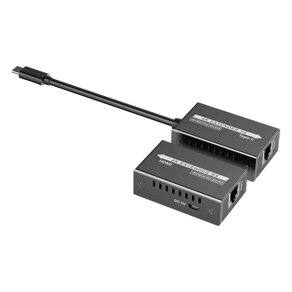 Extensor Mini 4K120Hz USB-C a HDMI | Transmisión 18 Gbps | Distancia 60m 4K@60Hz | HDR10 / HDCP 2.2 | Protección ESD ±8KV | Alimentación por Fuente