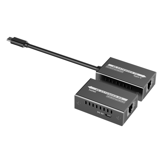 Extensor Mini 4K120Hz USB-C a HDMI | Transmisión 18 Gbps | Distancia 60m 4K@60Hz | HDR10 / HDCP 2.2 | Protección ESD ±8KV | Alimentación por Fuente