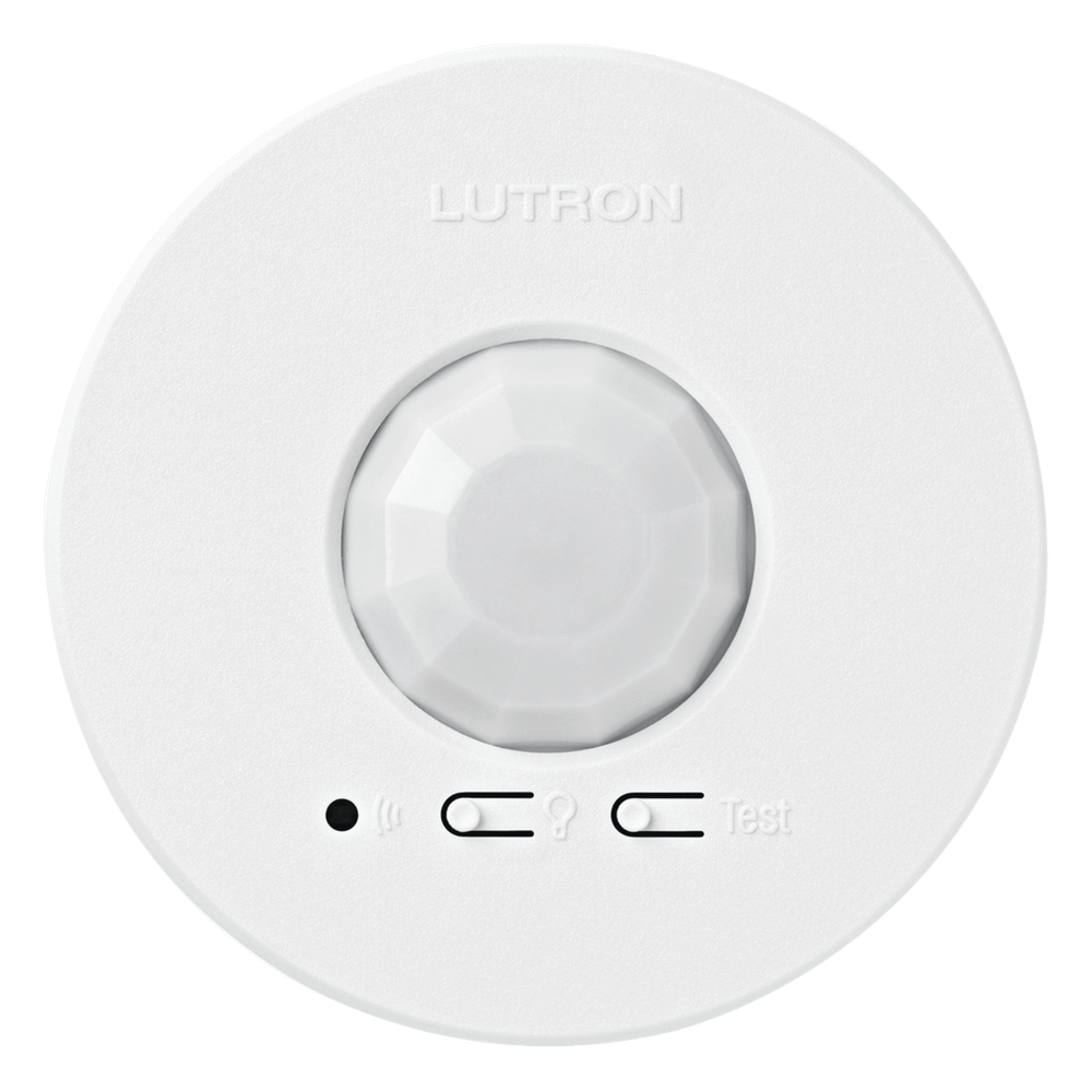 Sensor de ocupación y vacancia inalámbrico de techo, PIR 360°, cobertura de 30.2 a 62.4 m², a batería, compatible con RadioRA 2, RA2 Select, RadioRA
