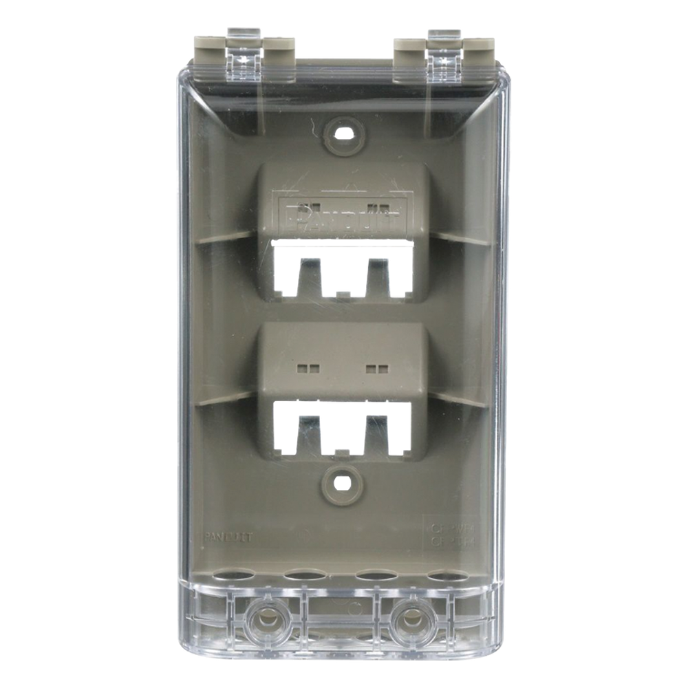 Placa de Pared Vertical, Resistente al Agua con Protección IP56, Acepta 4 Módulos Mini-Com, Color Gris