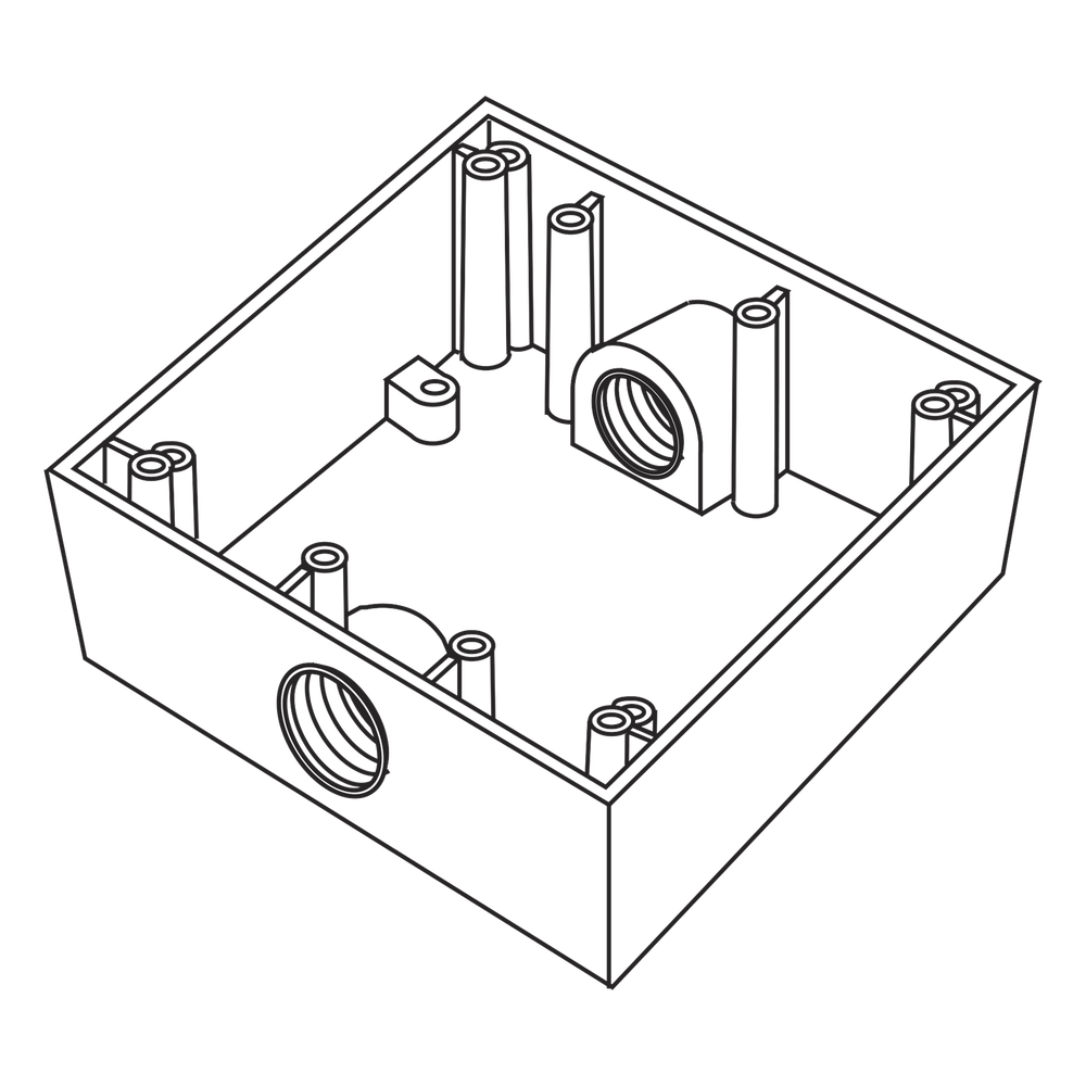 Caja Cuadra de 3/4" a Prueba de Intemperie/ Cuenta con 2 salidas.