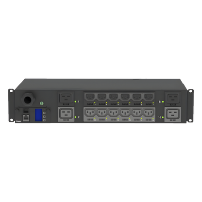 PDU G5 Monitoreable y Switchable (MS) para Distribución de Energía, Enchufe de Entrada NEMA L6-30P, Con 12 Salidas C13 y 4 Salidas C19, Horizontal