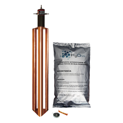 Kit de Puesta a Tierra de 100 Amperes con Electrodo, Filtro y Compuesto H2Ohm.