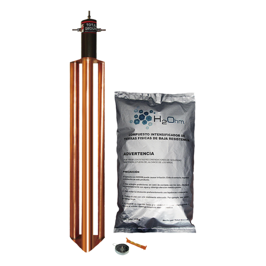 Kit de Puesta a Tierra de 100 Amperes con Electrodo, Filtro y Compuesto H2Ohm.