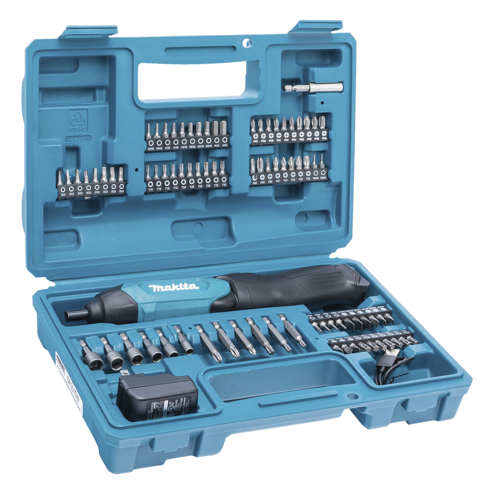 Atornillador Reversible (Broquero 1/4) de 220 RPM con Cargador USB (Incluye 81 Puntas).