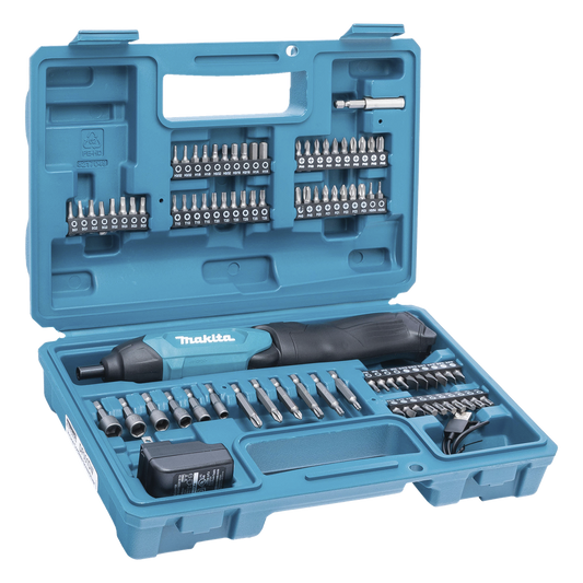 Atornillador Reversible (Broquero 1/4) de 220 RPM con Cargador USB (Incluye 81 Puntas).