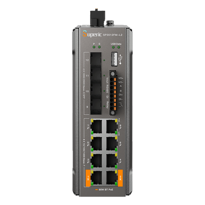 Switch de Red SP3012FM-L2(V3) / 8 Puertos 10/100/1000Mbps PoE / 4 Puertos SFP 1000M/2.5Gbps / Capacidad de Conmutación 36Gbps / Presupuesto PoE 240W