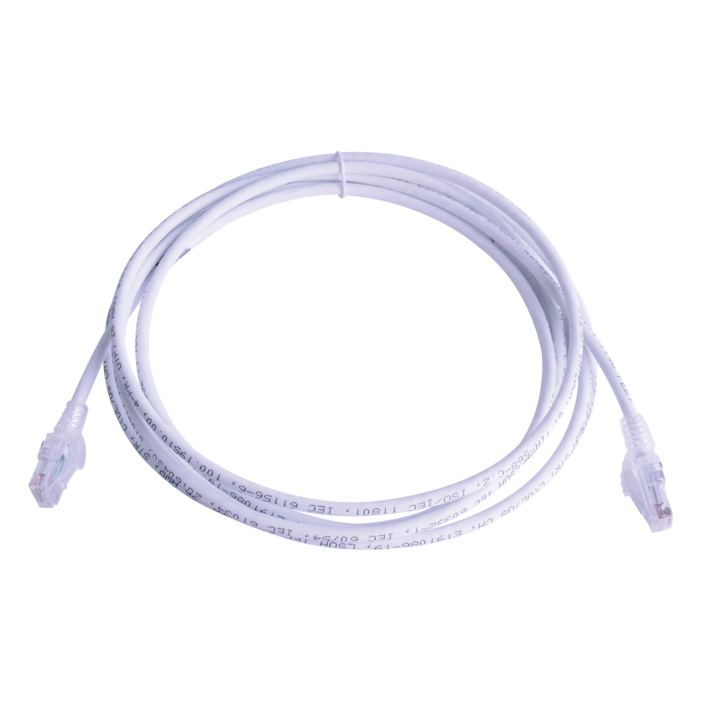 Patch Cord MC6 Modular Cat6 UTP, CM/LS0H, 3.05 Metros (10 Pies), Color Blanco, Versión Bulk (Sin Empaque Individual)