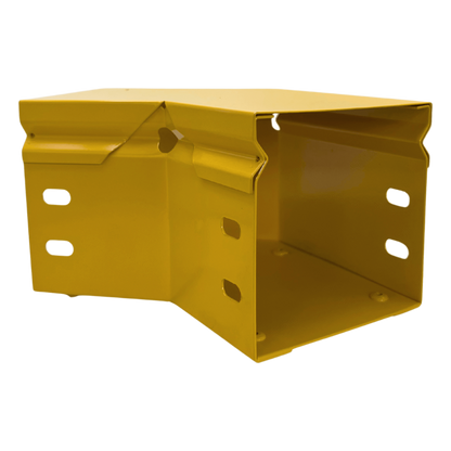 CHFIBER Curva Horizontal de 45° de Aluminio para Fibra Óptica, 4" de Peralte, 4" de Ancho y Radio de 8", con Pintura Epóxica Amarilla, Incluye Tapa