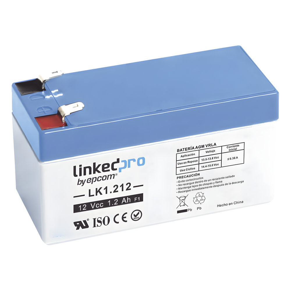 Batería de respaldo 12V | 1.2 Ah | AGM | Especial para seguridad electrónica | UPS | Sistemas de Emergencia | Vida útil 5 años | Terminales F1 +