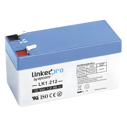 Batería de respaldo 12V | 1.2 Ah | AGM | Especial para seguridad electrónica | UPS | Sistemas de Emergencia | Vida útil 5 años | Terminales F1 +