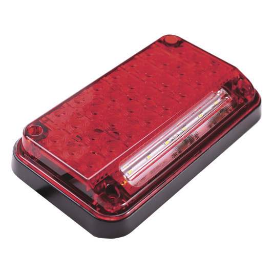 Luz de Advertencia de 7X4", Color Rojo, Con Luz de Trabajo, Ideal para Ambulancias