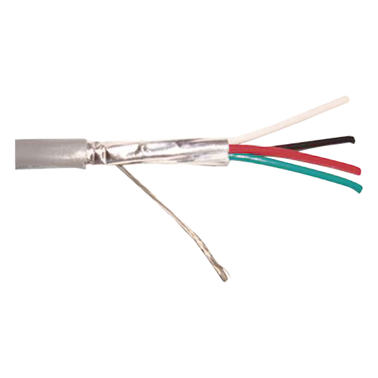 Bobina de 305 m (1000 ft) / Cable para Alarma 4x18 AWG / Blindado / Riser / Gris