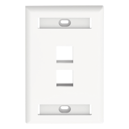 Placa de Pared Vertical, Salida Para 2 Puertos Keystone, Con Espacios Para Etiquetas, Color Blanco