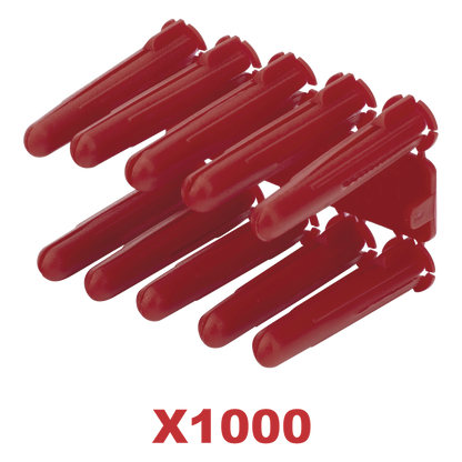 Taquete de 1/4 plástico paquete de 1000 piezas para fijar objetos con tornillo en muros y techos de concreto o superficies sólidas, compatible con