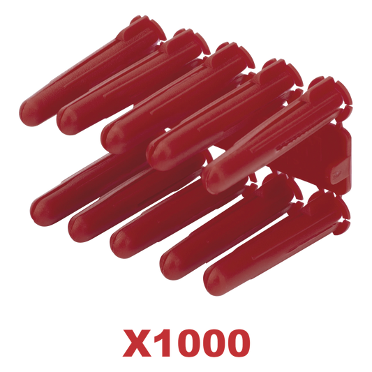 Taquete de 1/4 plástico paquete de 1000 piezas para fijar objetos con tornillo en muros y techos de concreto o superficies sólidas, compatible con