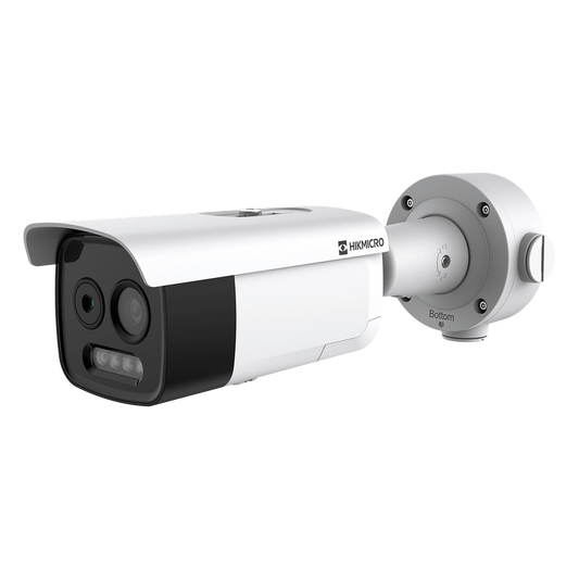 (HIKMICRO) Cámara Bala IP Bi-Espectral / Térmica (256 X 192 / 3.6 mm) + Óptica (5 MP / 4.3 mm) / IA GUANLAN / Rango: -20°C a 650°C / 2°C Tolerancia