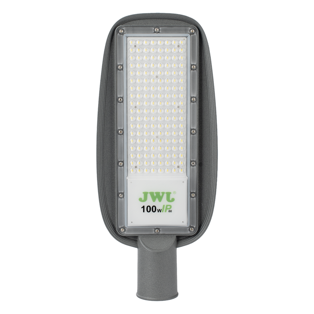 Luminaria LED de 100 W / 100 - 265 V CA~50/60 Hz / Fotocelda / Color Blanco/ Dimensiones 200 x 465 x 78 mm / Ángulo de Luz 135°.