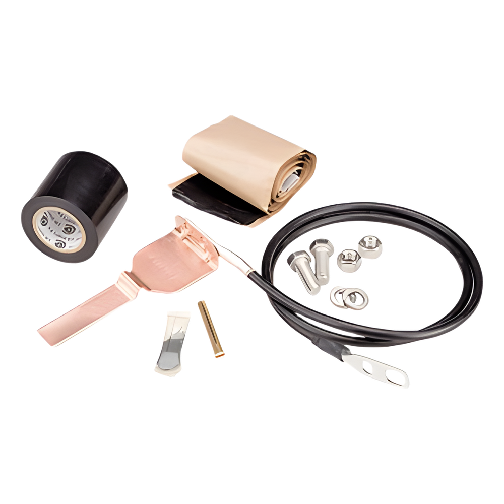 Kit de aterrizaje Estándar para cable coaxial de 1/4", 3/8", CNT-400, 9913. Longitud del conductor 60"