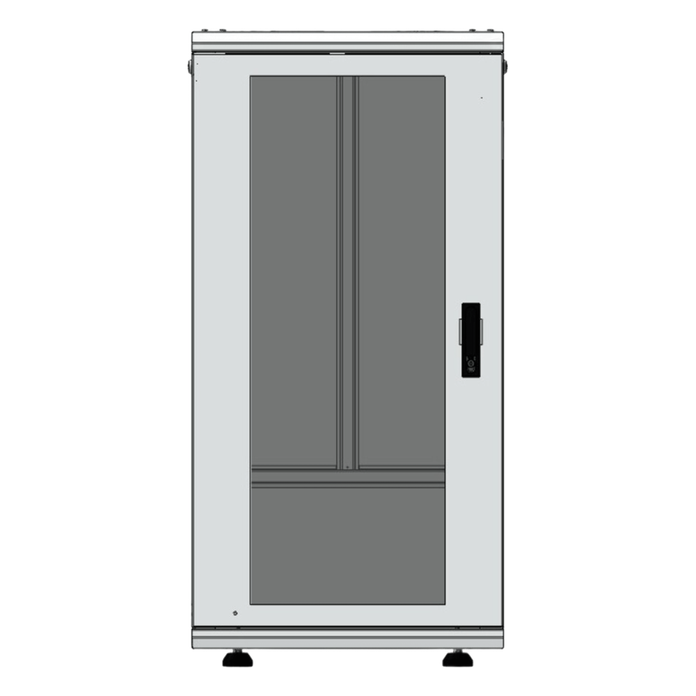 Gabinete Rack 24 Unidades / 19 Pulgadas / Puerta de Cristal / Piso / Acero Calibres 16-18-20 / 750 Kg Carga / 600x605x1190 mm (23.6x23.8x46.9 in)
