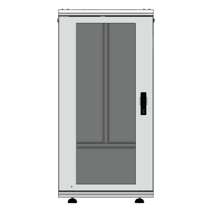 Gabinete Rack 24 Unidades / 19 Pulgadas / Puerta de Cristal / Piso / Acero Calibres 16-18-20 / 750 Kg Carga / 600x605x1190 mm (23.6x23.8x46.9 in)